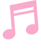 ピンク色の音符のイラスト