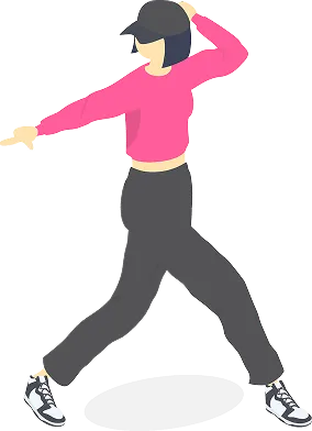 アクティブなダンスを踊っている人のイラスト